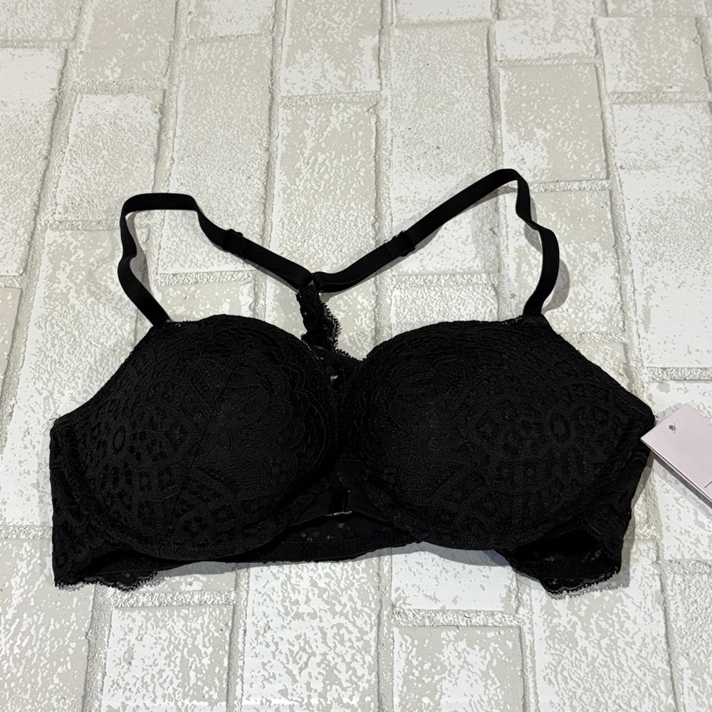 Auden Radiant Plunge Push Up Plunge Coverage Black Bra NEW Size 32C NWT